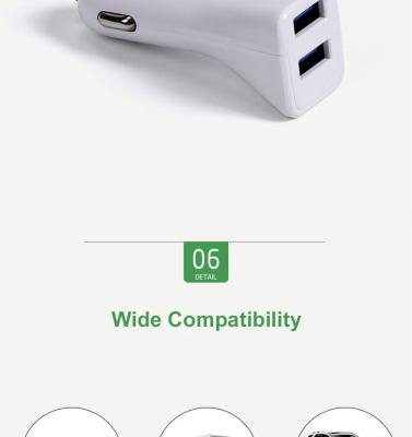 China Mobile Phone OEM Logo 2Usb Ports Universal Car Charger Adapter 2.1A Max 12v Car Phone Charger Adapter for sale