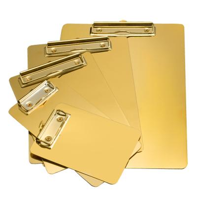 China Loose-leaf Wholesale Nordic Ins Gold Stainless Steel Folder Writing Board Restaurant Order Menu Clip Desktop Data Splint Plate Drop Shipping for sale