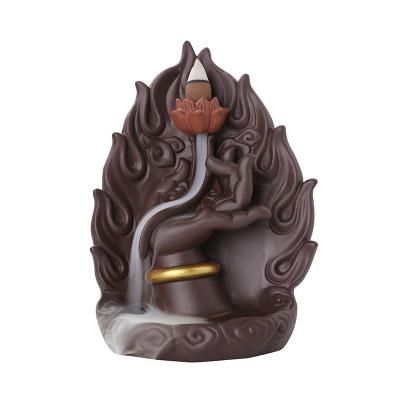 China Indian Incense Wholesale Sand Purple Lotus Bergamot Backflow Aromatherapy Burner Creative Home Decorative Ornaments Backflow Incense Holder for sale