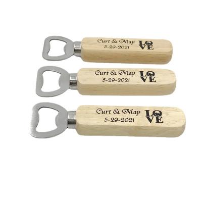 China Strong and Customization Wholesales Customized Wooden Bottle Opener Printing Personalized LOGO Wedding Stainless Steel Beer Openers Favors Drop Shipping for sale