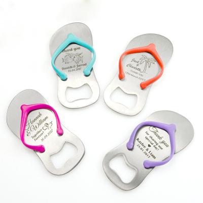 China Strong and Customization Wholesales Personalized Sandal Bottle Opener in Gift Box Custom Printing LOGO Flip Flop Beer Openers Beach Wedding Favors for sale