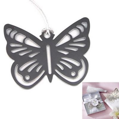 China Wedding Party Decorations Wholesales Book Lover Collection Silver Metal Butterfly Bookmarks With White Tassel Wedding Gift Anniversary Souvenirs for sale