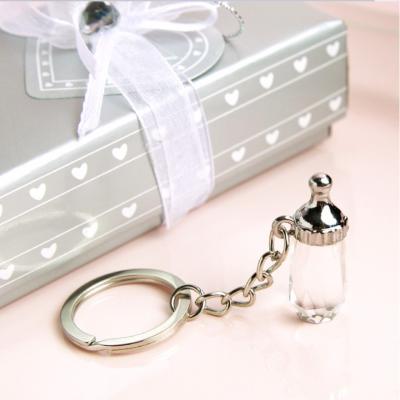 China Wedding Baby Favors Wholesales Choice Crystal Baby Bottle Key Chain In Newborn Gifts Birthday Party Favor-Bottle Key Chain Ring for sale