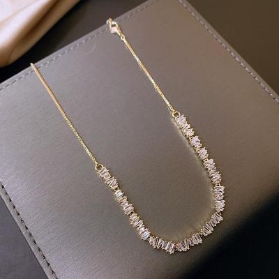 China TRENDY Simple Luxury Jewelry Choker Branded Irregular Shape Zircon Pendant Necklace For Women for sale