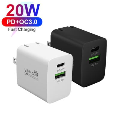 China Mobile Phone Dual Ports QC3.0 USB PD 20W Fast Charger Fast Charging For Apple iPhone 12 for sale