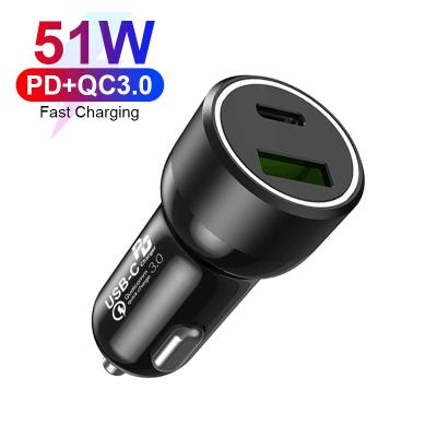 China Type-C MOBILE PHONE 51W 2-Ports PPS 33W + QC3.0 18W PD Car Charger for Xiaomi for iPhone for Samsung and more for sale