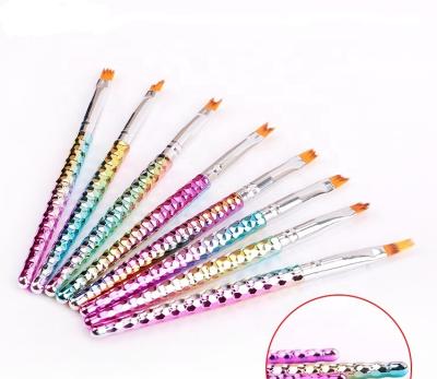 China Nail DIY Tools Fangxia Nail Art Brush 3 Gradient Nylon Hair Handle Plastic Nail Art Stroke Flower Nail Brush for sale