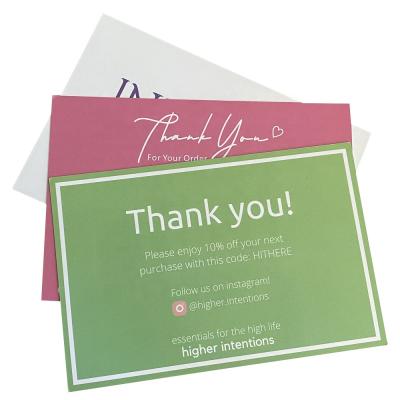 China Custom Business Gift Print Thank You Cards Big Business Recycled Paper Matt Lamination Thank You Card for sale