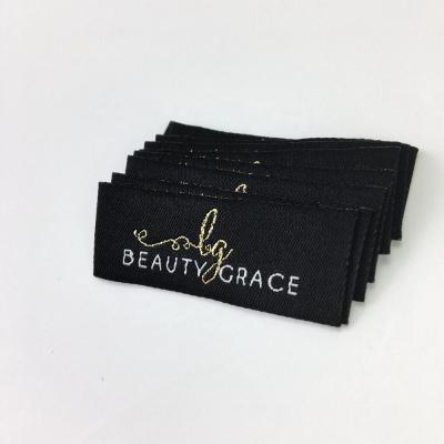 China Washable High Quality Custom Garment Accessories Labels Manufactures End Folded Woven Apparel Labels for sale