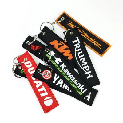 China Wholesale Apparel Manufacturer Custom Flight Keytag Key Chain Embroidered Logo Fabric keychains for sale