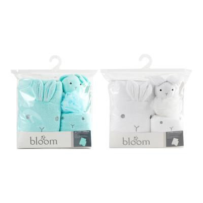 China Anti-Apnea Cute animal embroidery baby Bath three-piece face towel set Bath towel bath ball for sale