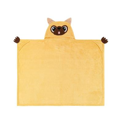 China QUICK-DRY 100% polyester coral velvet bath towel Cape Children's quick-drying cape knitted printed bath towel for sale