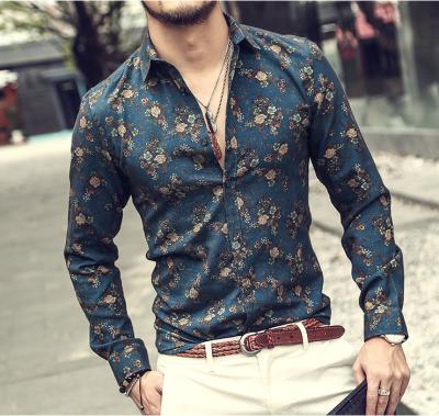 China 2021 Chinese men's beach shirt Europe and America leisure shirt floral print men's digital shirt for sale