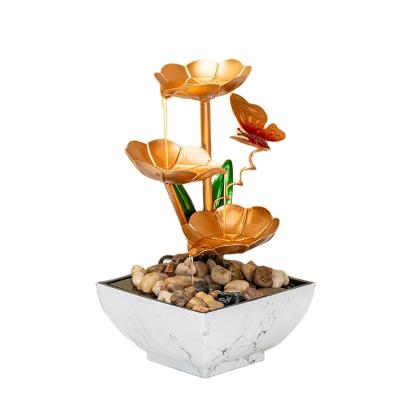 China Indoor Outdoor Decoration Religion Metal Decorative Water Feature Indoor mini Tabletop Water Fountain  Metal Flower Home Indoor DIY Fountain for sale