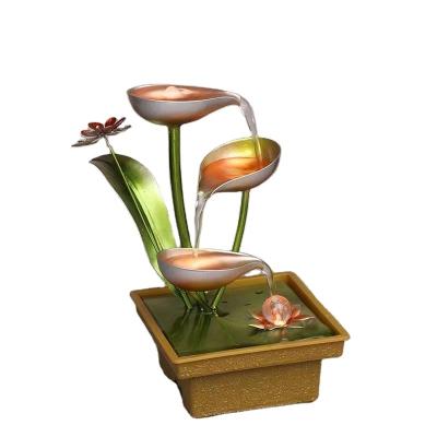 China Indoor Outdoor Decoration Battery Fountain Tabletop Fountain Indoor with Led Lights Mini Office Meditation Waterfall Home Decor Desktop Water Fountains for sale