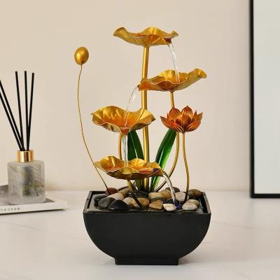 China Indoor Outdoor Decoration Lotus Leaf Iron Fountain Water Fountain Indoor Home Decoration Water Fountain for sale