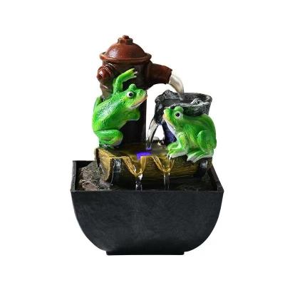 China Home Garden Decoration Resin Tabletop Frog Gift Electrical Operated Indoor Fountains Polyresin Stone Mill Figurine Desktop Water Fountain for sale