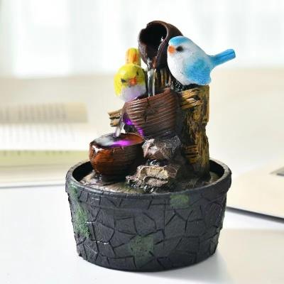 China Home Garden Decoration Electrical Indoor Water Fountain Resin Craft Resin Animal Statue Birds Indoor Tabletop Water Fountain Home Decor for sale