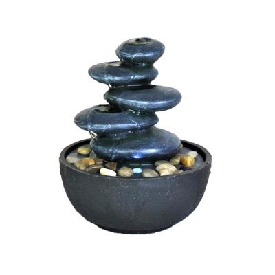 China Home Garden Decoration Zen Black Stones Resin Water Fountain Indoor Modern Home Decor Stones Indoor Water Fountain Home Decor for sale