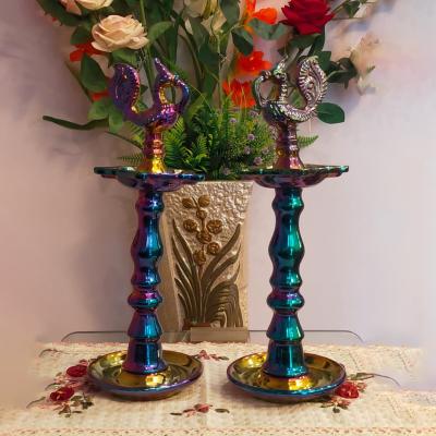 China India Colored Ceramic Candlesticks Hinduism Diya Diwali India for sale