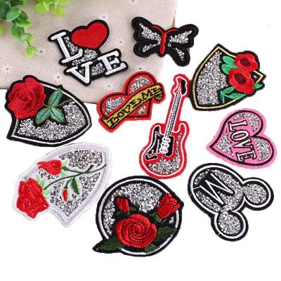 China high end 3D embroidery flowers inlaid with diamond embroidery chapter patch patch rose clothing for sale