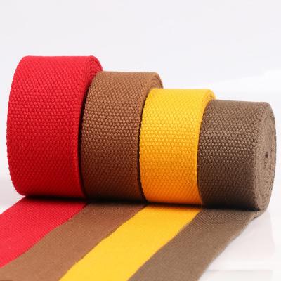 China Colorful High Tenacity Polyester Cotton Strips Webbing Cotton For Bags Garment Bag Strap for sale