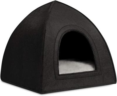 China Voyage Cat Sleeping Bed Cave Soft Cat Beds Cute Felt Gray Cat Cave Bed for sale