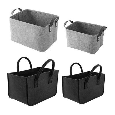 China Felt viable storage basket box with handle, suitable for children's bedroom office gray gray wardrobe L for sale