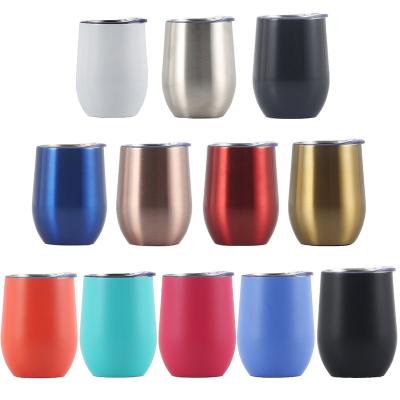 China Sustainable Stainless Steel Wine Tumbler 12oz Insulated Stainless Steel Coffee Tumbler Cup With Lid for sale