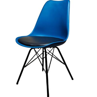 China Soft High Quality Modern Design Colors Metal Frame Nordic Black Upholstered Plastic Dining Chairs for sale