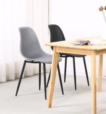 China Wholesale KD Structure New Models Metal Leg Dining Chair PP Seat Pierced Modern High Back Plastic Chair for sale