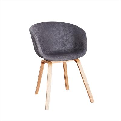 China Modern Design Cozy Upholstered Leg Fabric Leisure Comfortable Elbow Wood Wooden Chair for sale