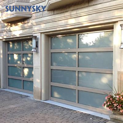 China Modern Automatic Tempered Glass Garage Windproof Door for sale