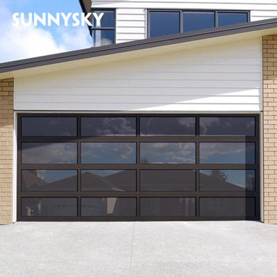 China 18*7 garage windproof motorized aluminum glass door for sale