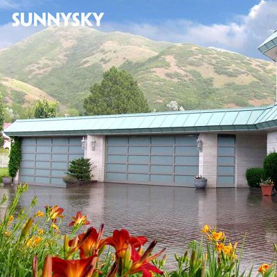 China 7 x 10 Garage Windproof Automatic Aluminum Double Glass Door for sale