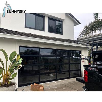 China 16*7 Windproof Roller Up Double Glass Garage Door for sale