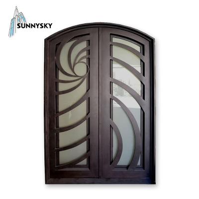 China Anti-theft wrought iron extrior security doors with modern design for sale