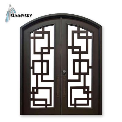 China China Wholesale Anti Theft Wrought Iron Entrance Double Doors for sale