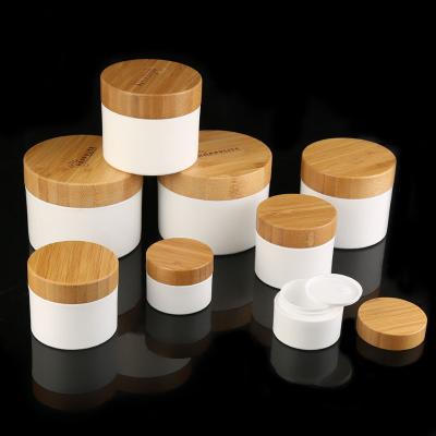 China 10G20G30G50g Eco-friendly Bottle 10G20G30G50g Custom Bamboo Wood Cover Travel Cosmetics Cream Plastic Glass Bottle for sale