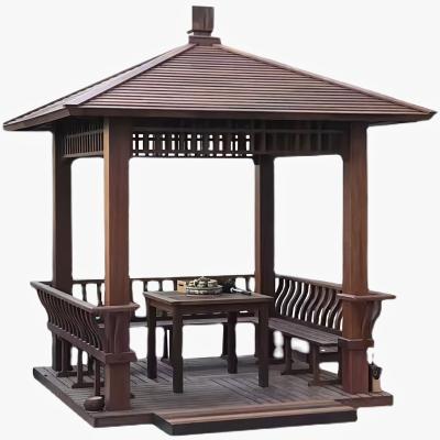 China Easily Assembled Chinese Style Iron Pear Wooden Four-Corner Solid Wood Anticorrosive Wooden Arbors for sale