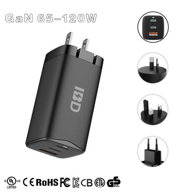 China Mobile Phone 120W Gan Charger Usb Type C, Usb C Power Strip With PD 65 Gan Quick Charger, Gan 100W AC Wall Charger for sale