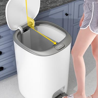 China Sustainable portable household kitchen garbage rubbish bin mini indoor plastic Trash can waste bin with foot padel for sale