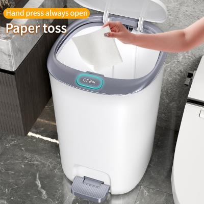 China Sustainable bathroom toilet living room kitchen recycling small plastic rubbish foot pedal dustbin garbage trash can waste bins with lid for sale