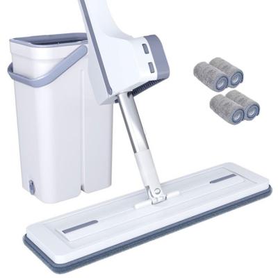 China Sustainable dewatering scraper 360 flat squeeze microfiber mop and bucket for sale