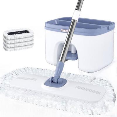 China Sustainable Magic Washing Mop Hand Free Squeeze Mop Microfiber Flat Mop With Bucket for sale