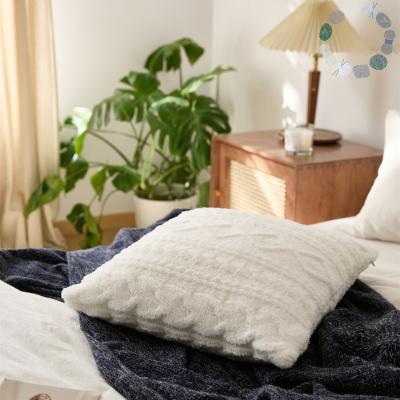 China Viable Nordic Vintage Tile Pulp Twist Pile Twist Pile Living Room Sofa Cushion White Fried Knitting Half Pillowcase for sale