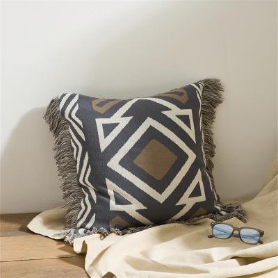 China Anti-pilling B Nordic light luxury Bohemia knitted tassel pillow cotton cotton bedroom living room sofa cushion pillowcase for sale