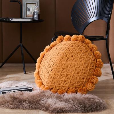 China Anti Dust Mite Knitted Pillow With Cushion Nordic Orange Light Luxurious INS White Flower Futon Waist Pillow Sofa Bedside Pillow Bedside Sofa Core for sale