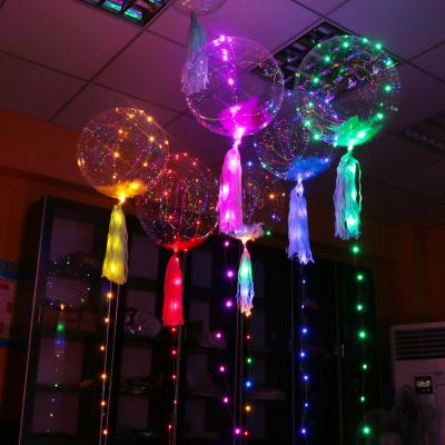 China Wholesale Happy Birthday Bobo Balloon With Led Clear 18 Inch Transparent Balloon Led Light For Party Decoration Supplier for sale