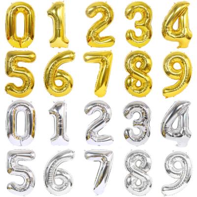 China Party Decoration 40 Inch Gold/Silver Number Balloons Giant Foil Mylar Balloons For Birthday Party Wedding Anniversary Decoration for sale